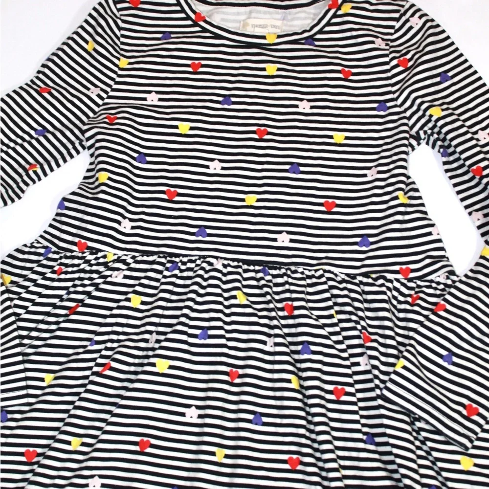 Tucker + Tate Striped Long SleeveDress with Multi-Color Heart Print